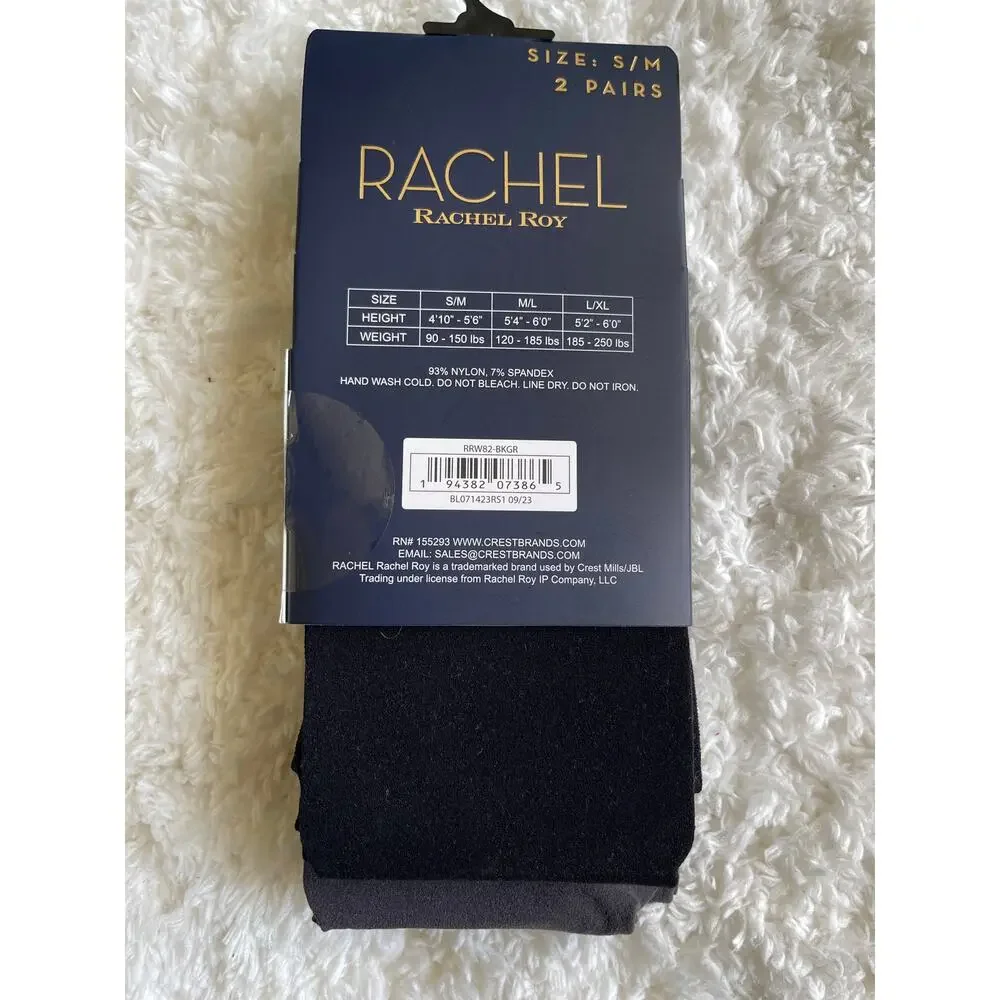 Rachel Roy Womens  S/M Gray Black Opaque Tights 2 Pairs NEW Small Medium Tights